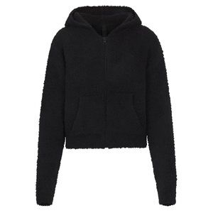 SKIMS S/M Cozy Knit Zip Up Hoodie in Onyx